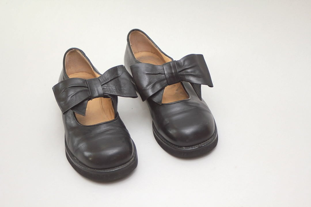 Zwarte leren vintage schoenen met strik 35