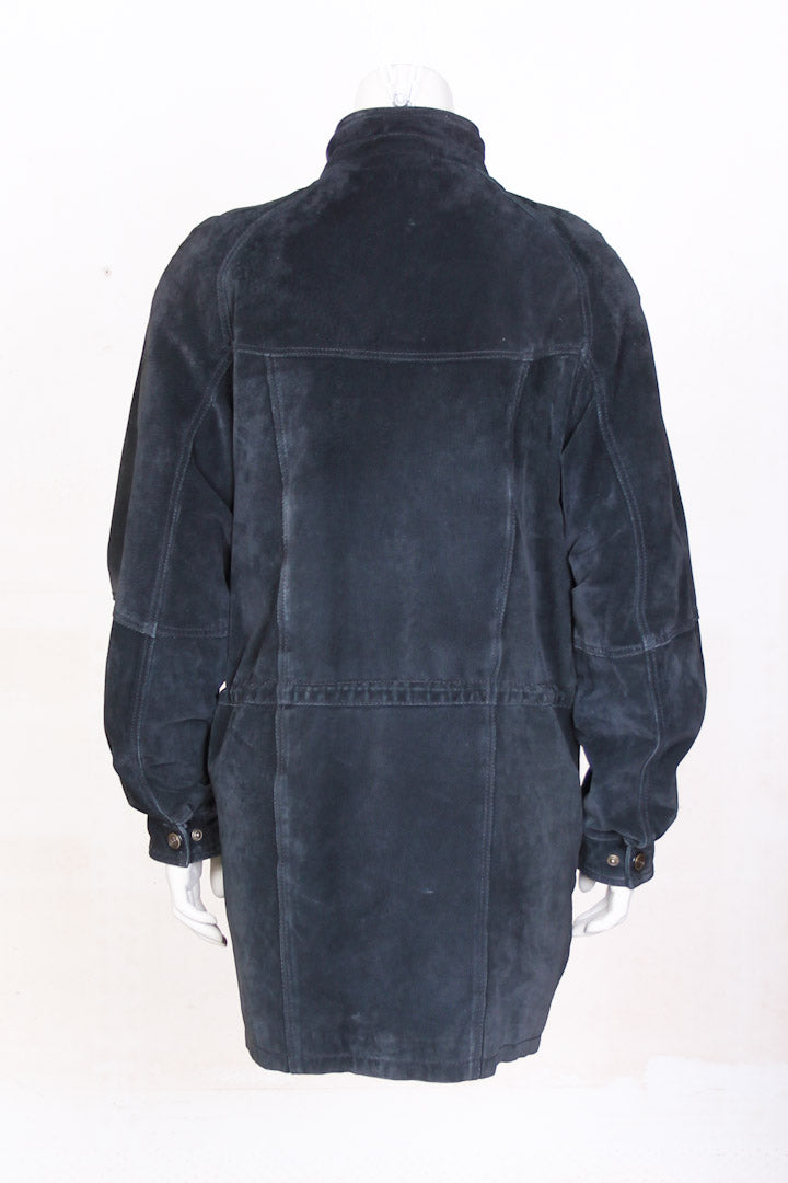 Zwarte suede vintage parka