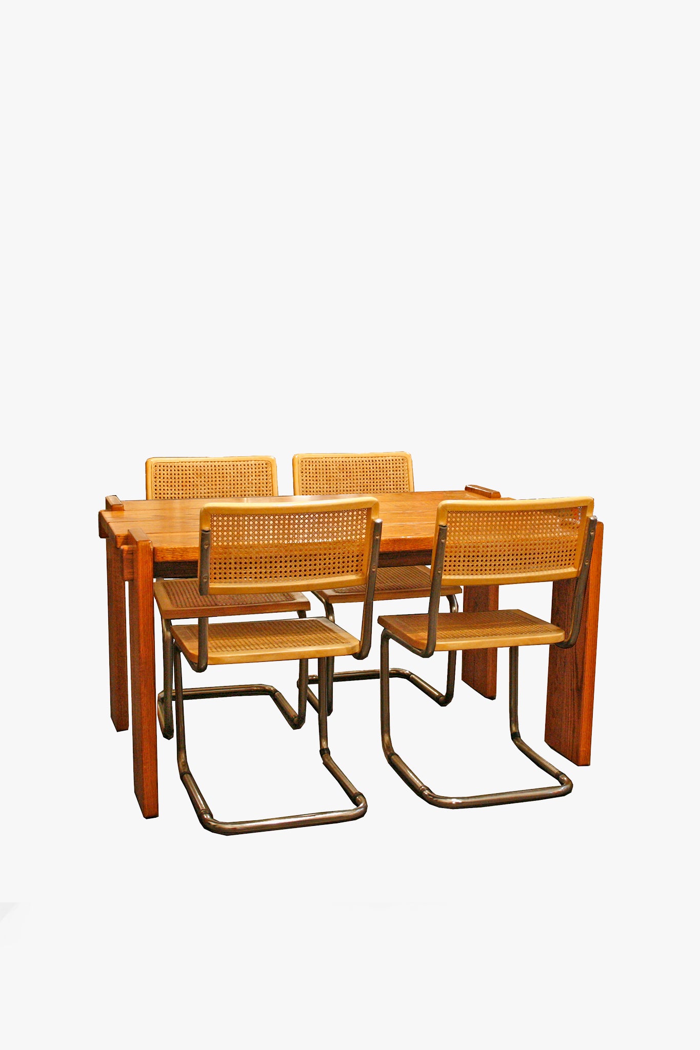 70s Robuuste vintage eiken eettafel