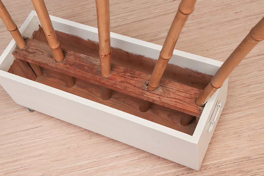 Bamboe roomdivider op wieltjes vintage jaren 60