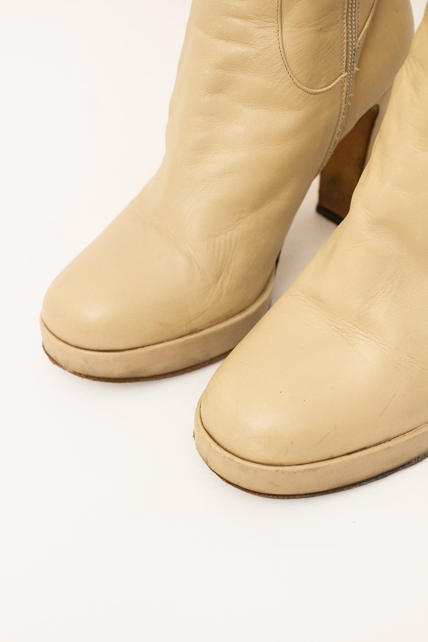 Vintage beige leren Dries van Noten plateau haklaarsjes maat 37