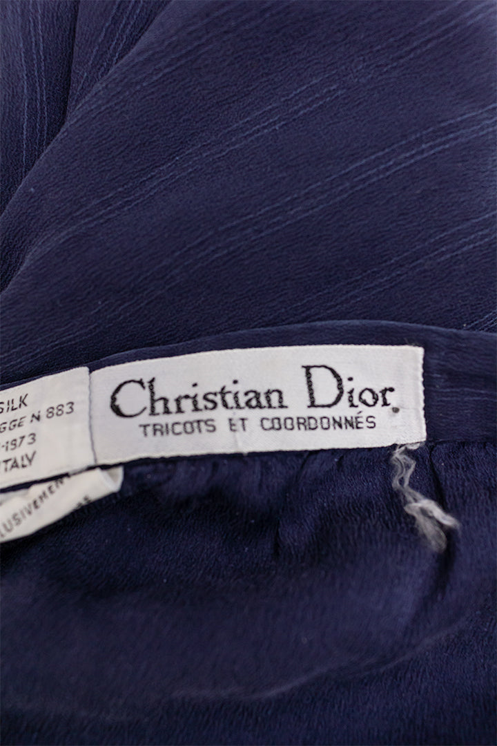 Christian Dior vintage geplooide rok van donkerblauw zijde