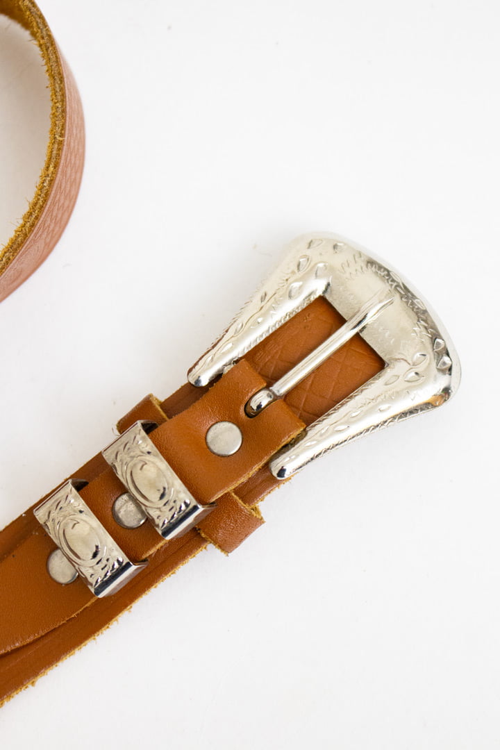 Cowboy riem bruin bewerkt leer
