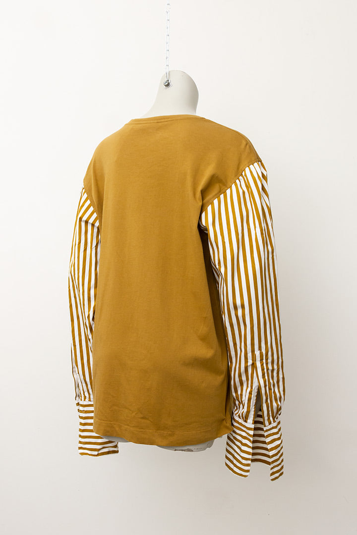 Dries van Noten okergele longsleeve met overhemdmouwen