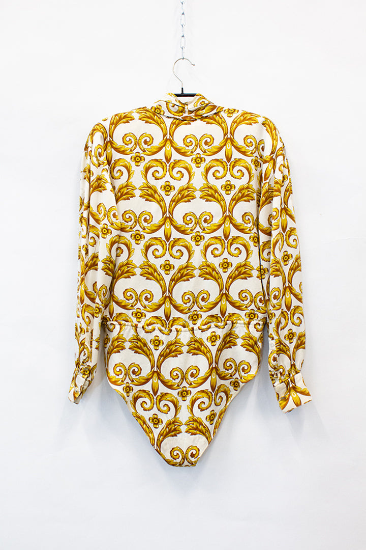 Escada body van zijde met gouden barok-print