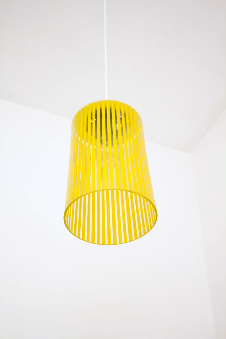 Gele gestreepte hanglamp glas vintage
