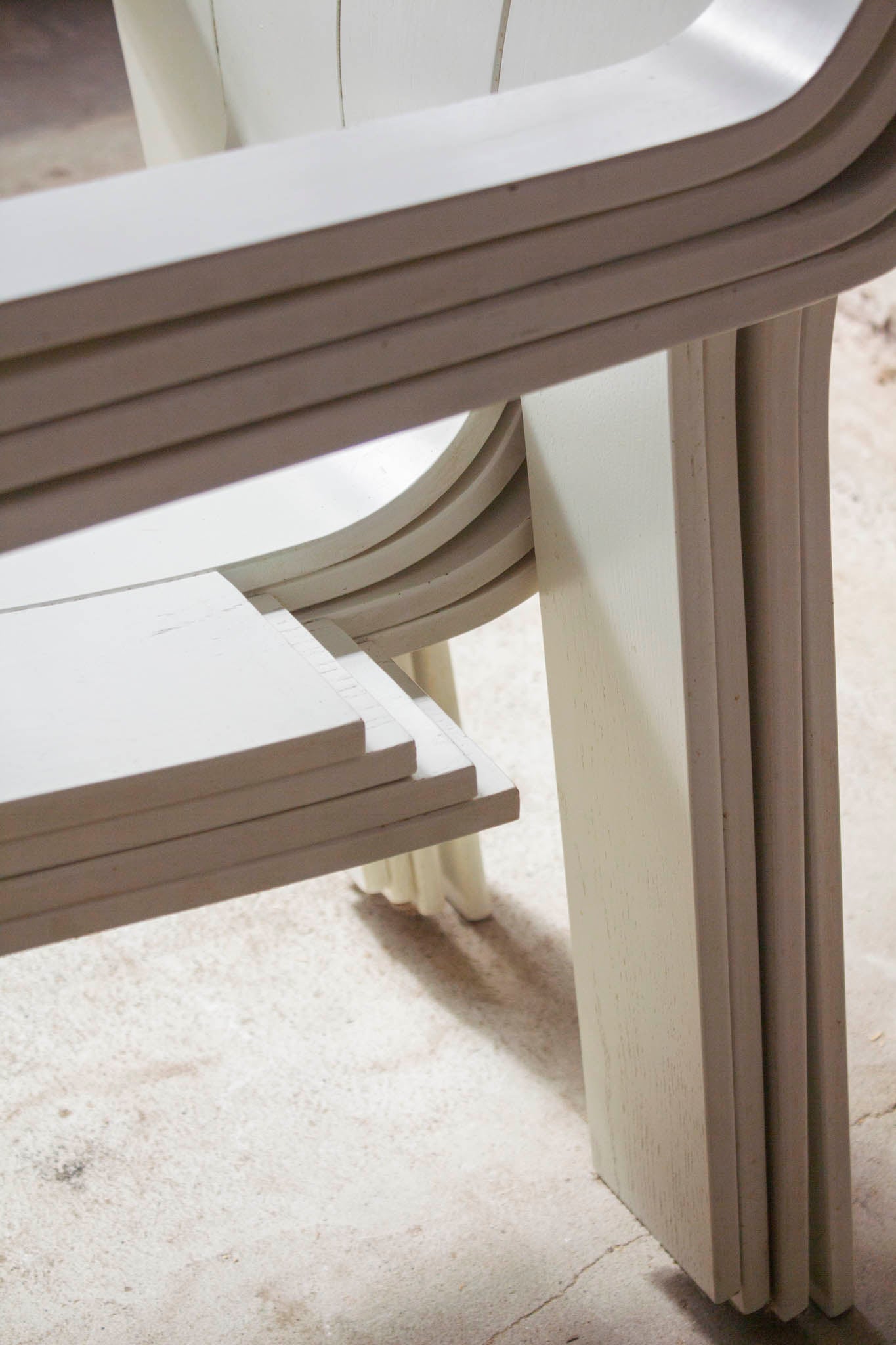 Set van 4 jaren 70 witte Gijs Bakker voor Castelijn strip stoelen met armleuningen