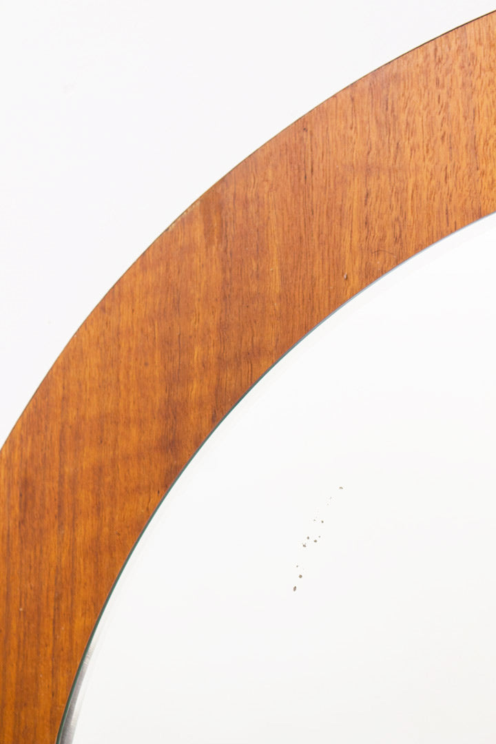 Grote ronde teak spiegel