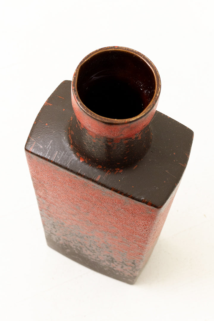 Grote vintage vloervaas Scheurich 281-64 rechthoekig rood