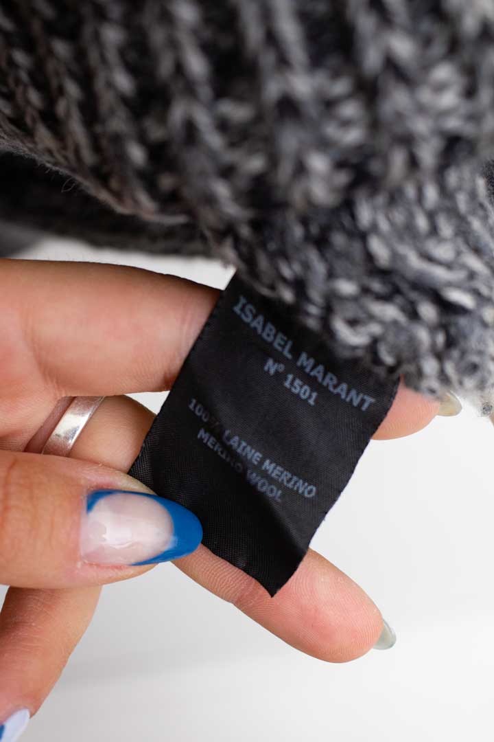 Isabel Marant Etoile grijze merino wollen gebreide trui