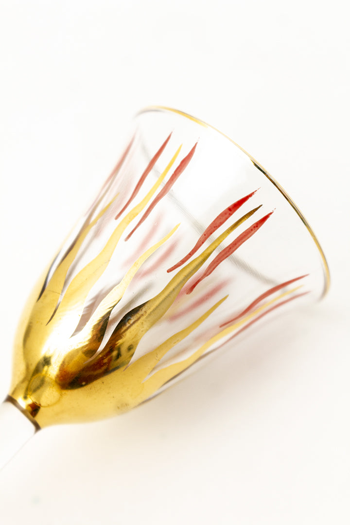 Jaren 50 glazen met gouden vlammen - set van 4