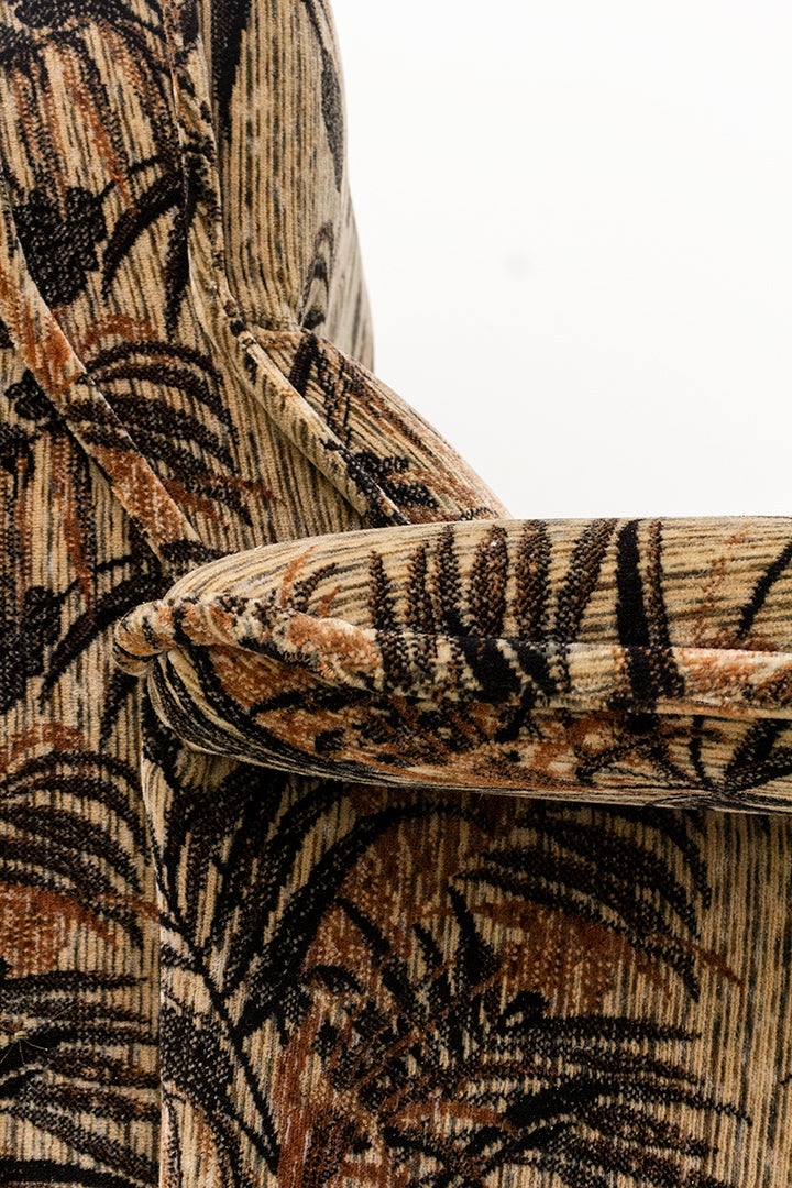 Jaren 70 fauteuil met botanische print