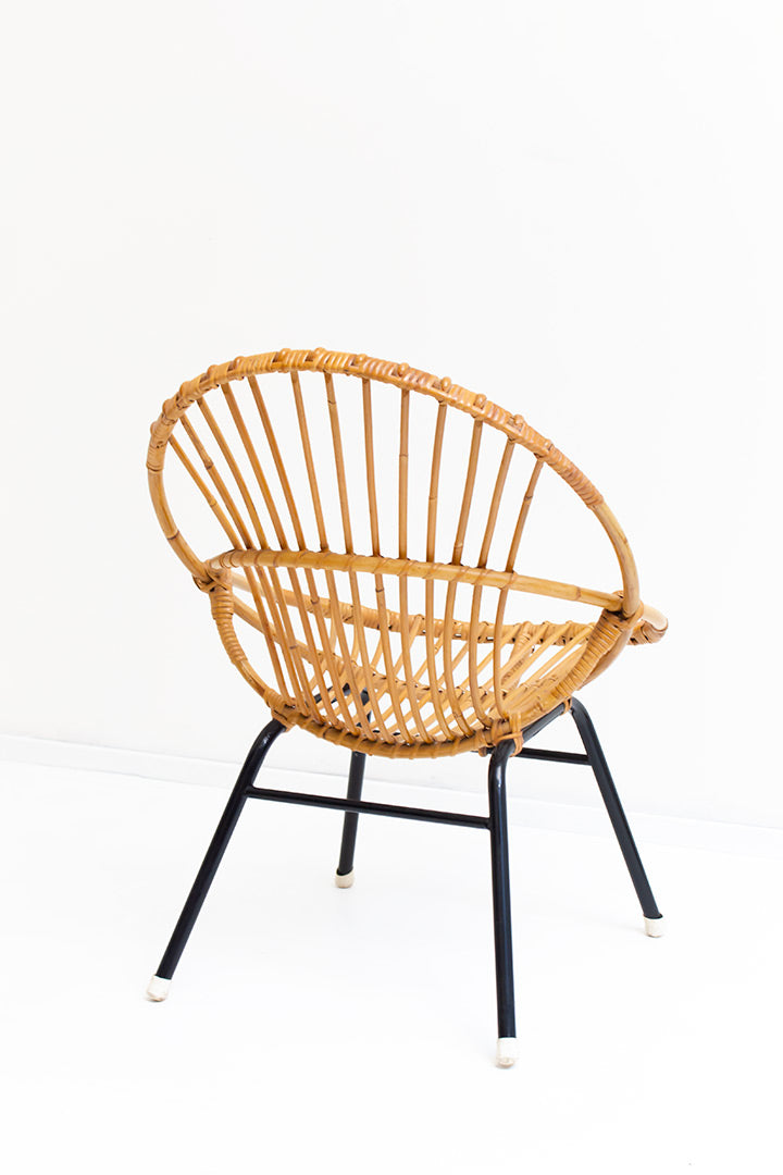 Jaren 70 rotan stoeltje Rohé
