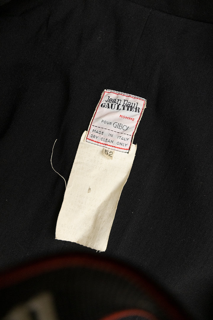 Jean Paul Gaultier voor Gibo zwart wollen colbert met studs jaren 80