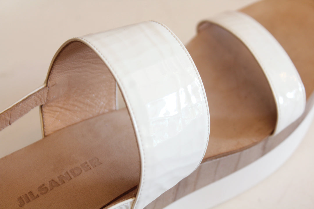 Witte Jil Sander plateau sandalen