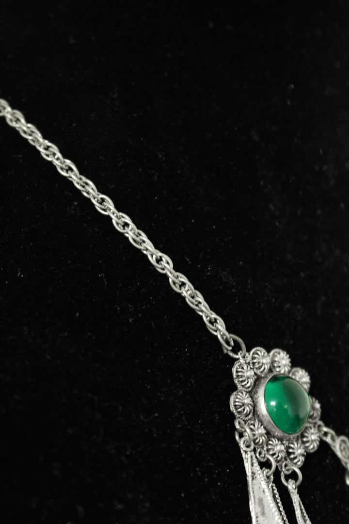 Jugendstil collier groen kristal