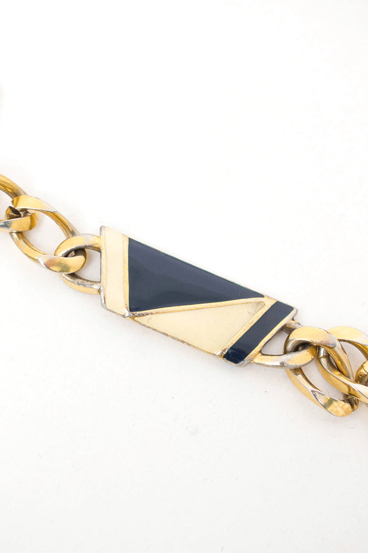 Ketting met grove schakels en emaille decoraties jaren 80
