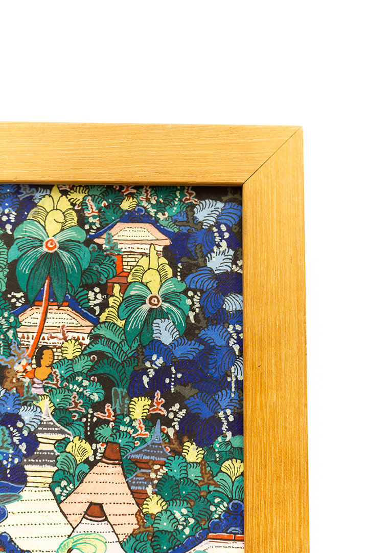 Kleurrijk Indonesisch schilderij N.Y. Gatra Penestanan Ubud vintage