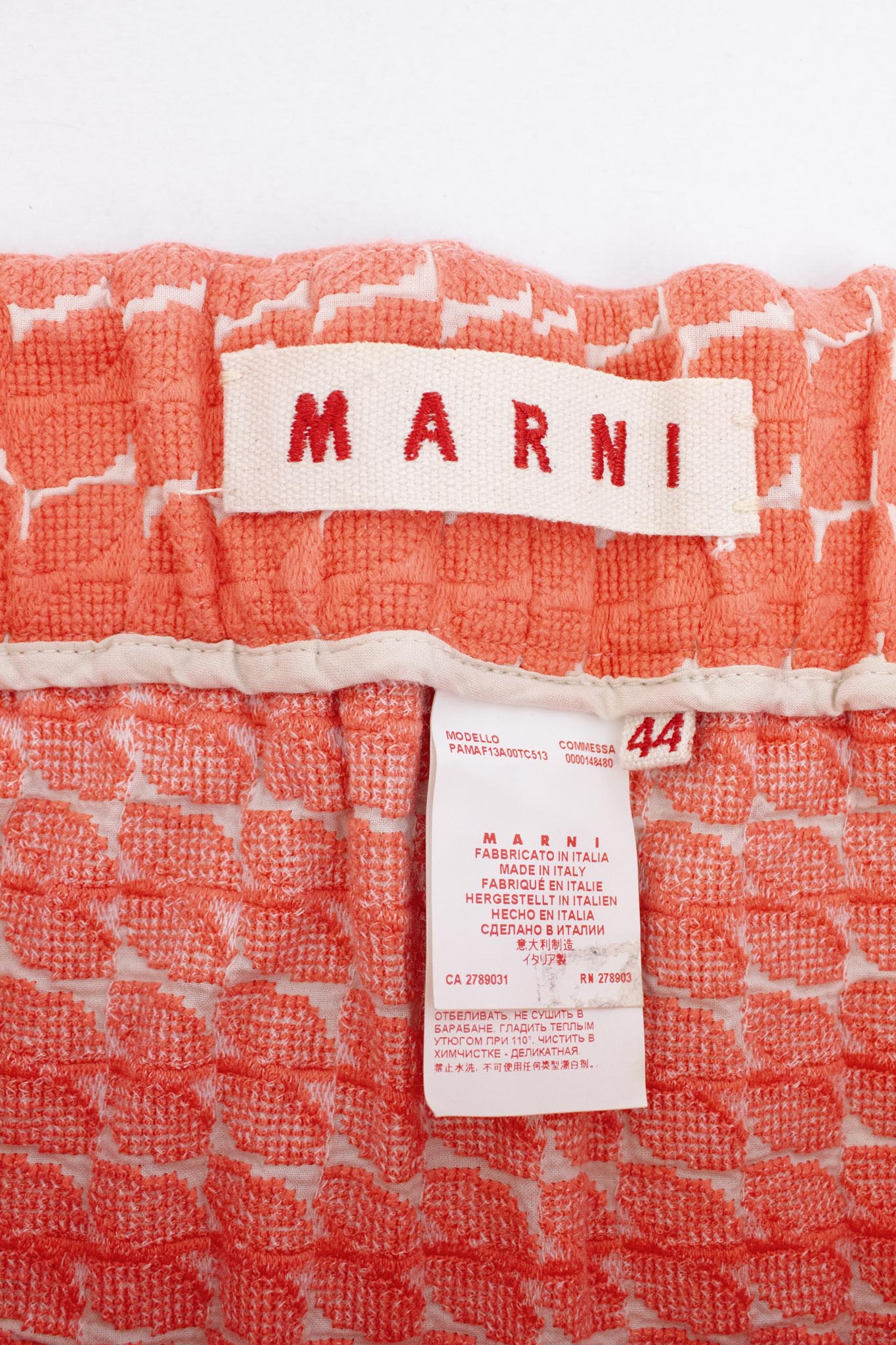 Marni zalmroze witte broek met textuur print