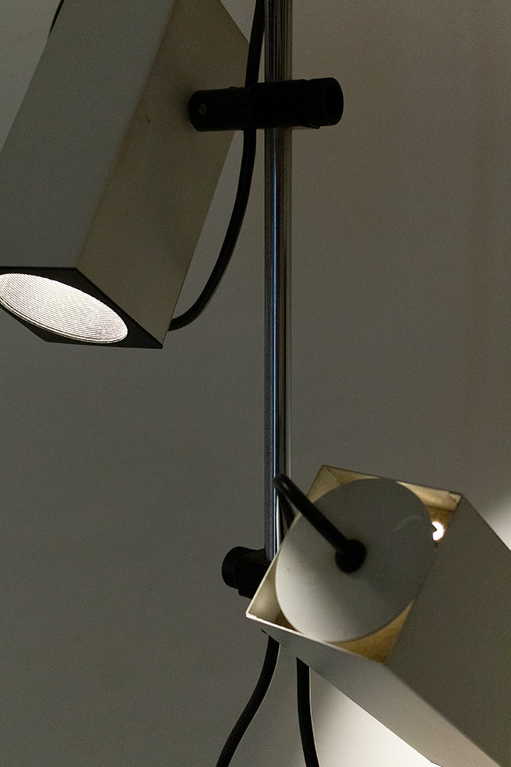Philips jaren 70 plafondlamp met twee spots van wit metaal