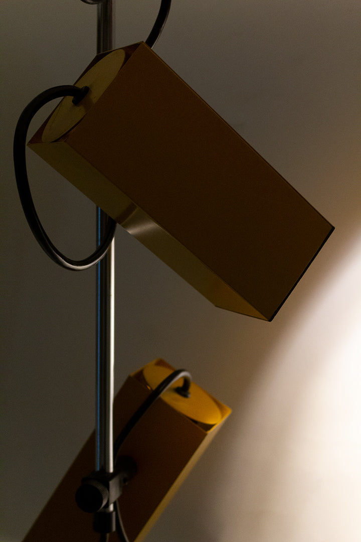 Philips plafondspots van geel gelakt metaal vintage jaren 70