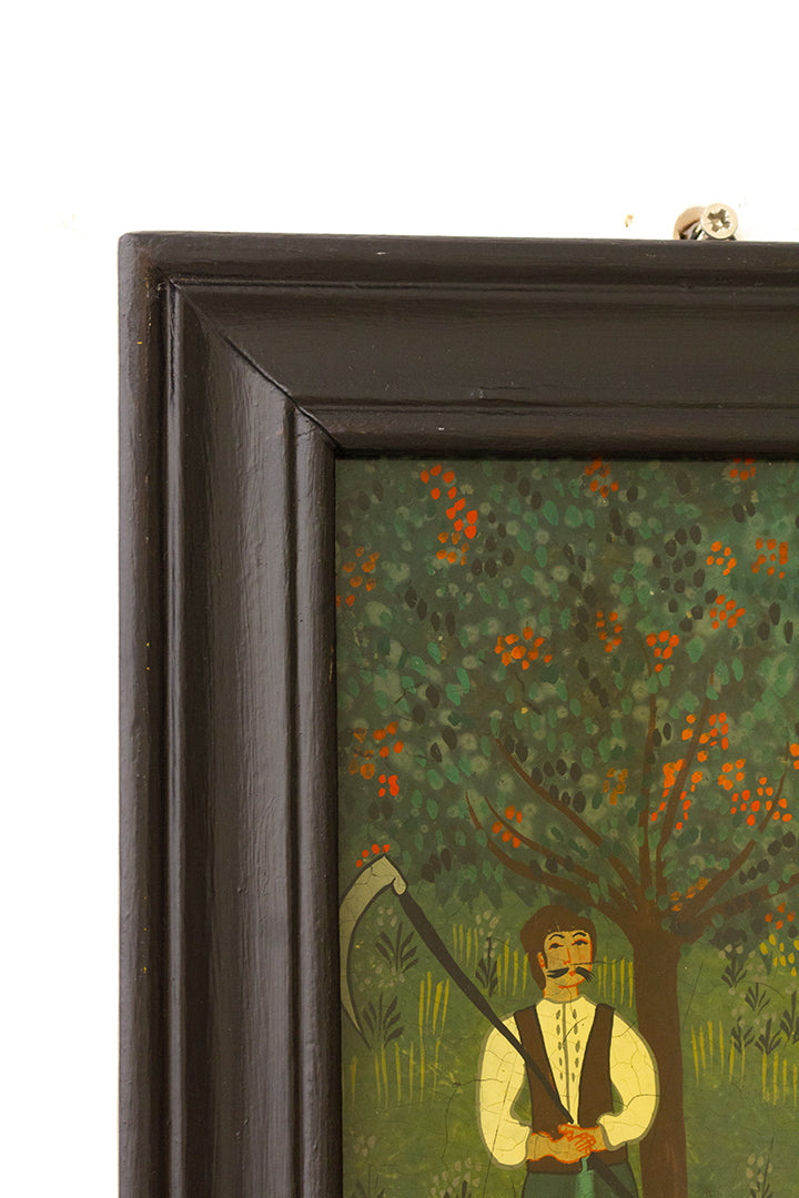 Renate Koblinger vintage schilderij op glas - folklore tafereel