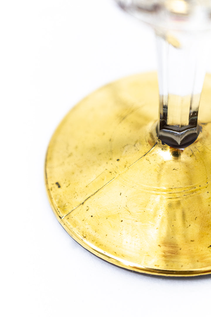 Set van 6 vintage glazen met gouden en rode details