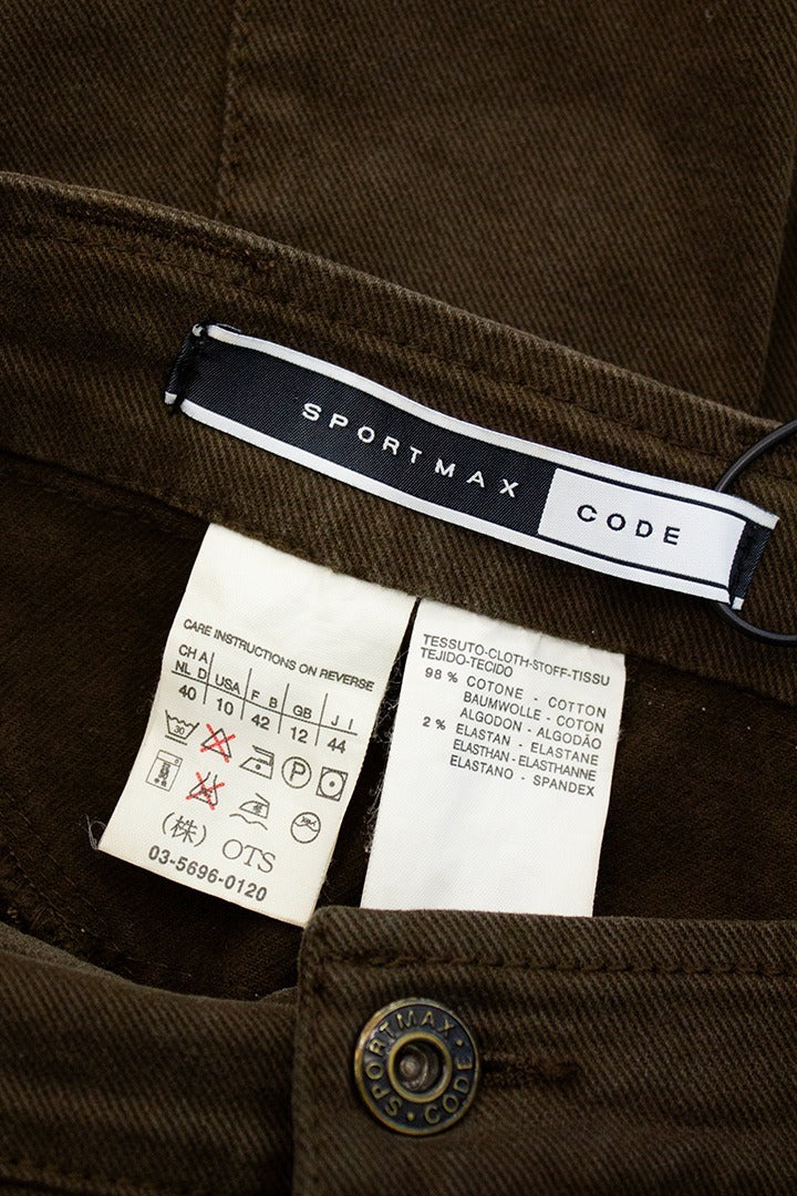 Sportmax Code legergroene denim klokkende rok