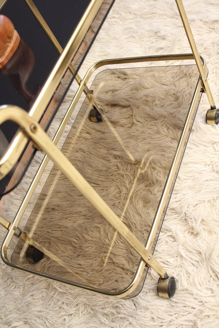 Trolley goud bar cart theewagen met glas