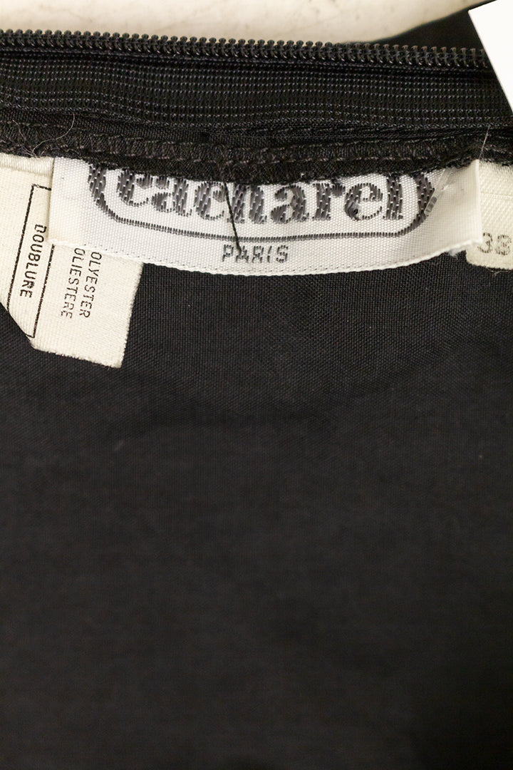 Vintage Chacharel jurk zwart met lange mouwen en rushes