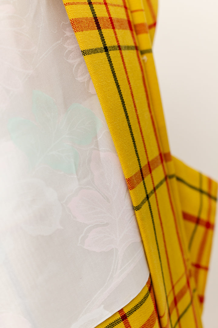 Vintage Japanse haori / korte kimono geel geruit