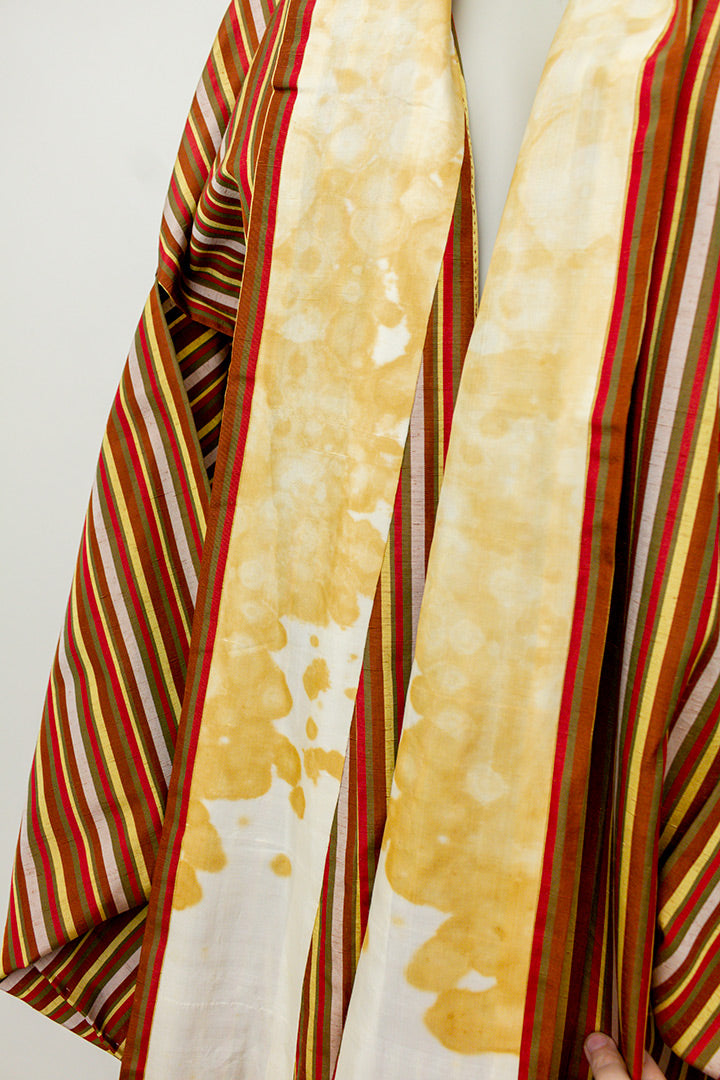 Vintage Japanse kimono met strepen in aardetinten