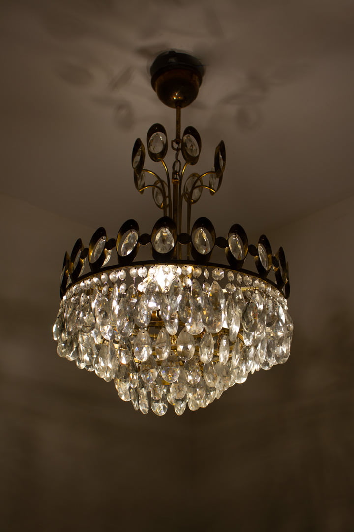 Vintage Palwa kroonluchter met kristallen