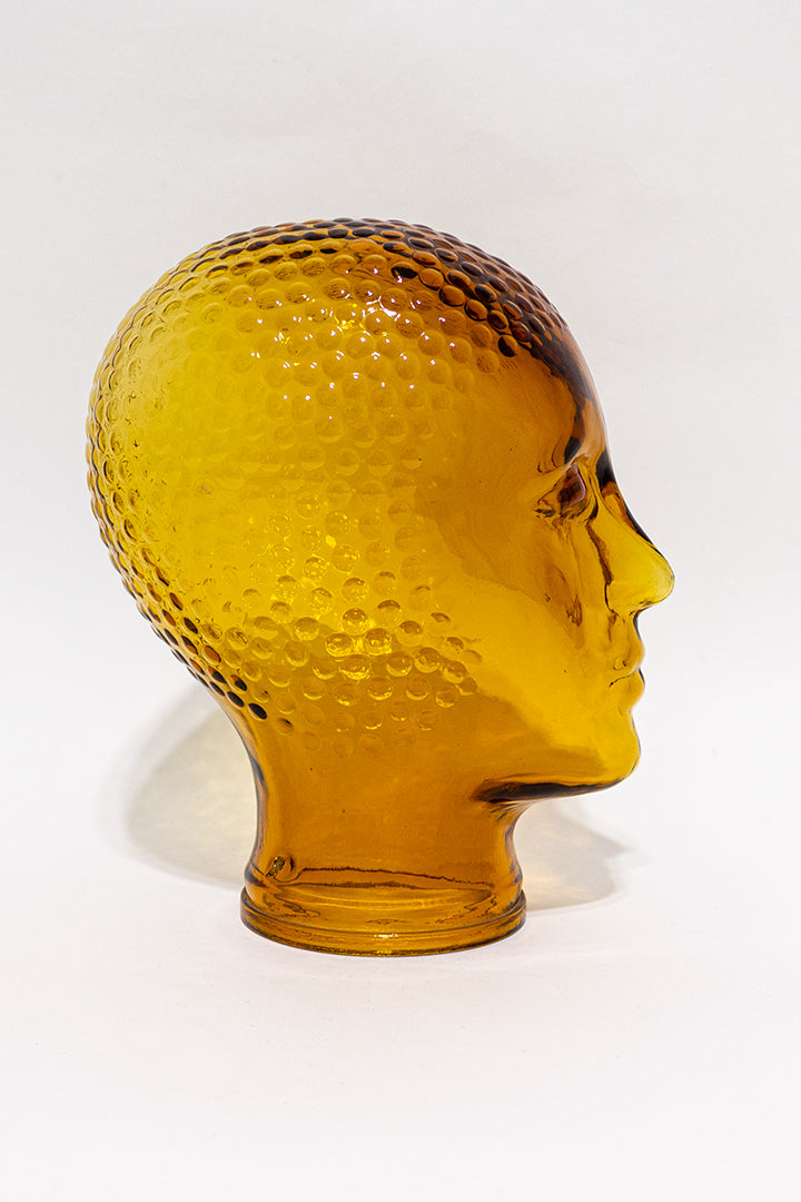 Vintage bruin glazen hoofd voor koptelefoon of hoed - jaren 70