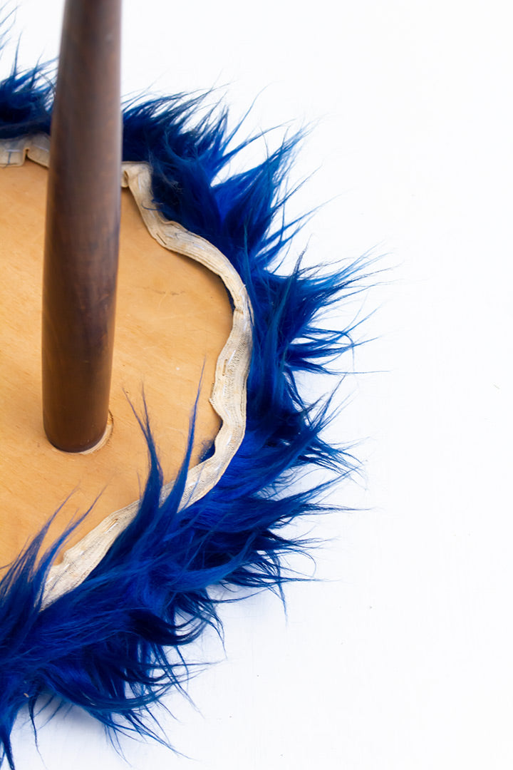 Vintage furry krukje blauw