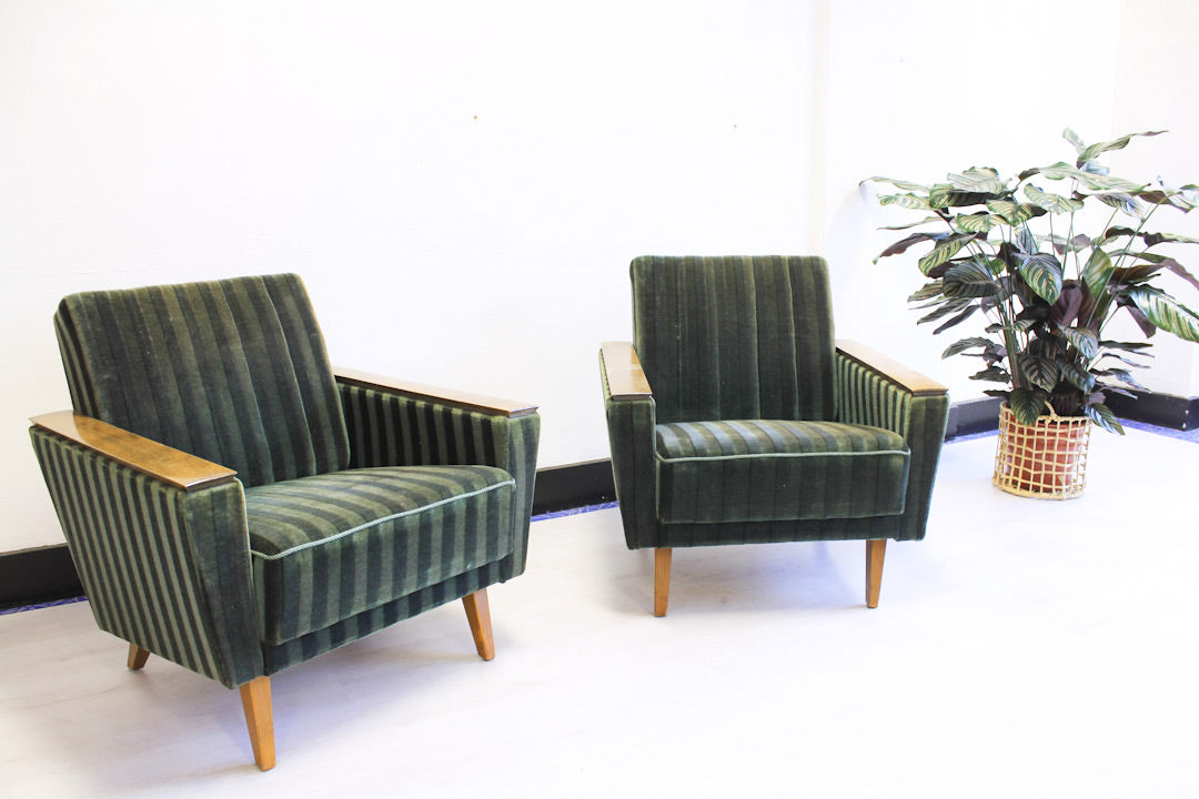 Groene Deense fauteuil vintage