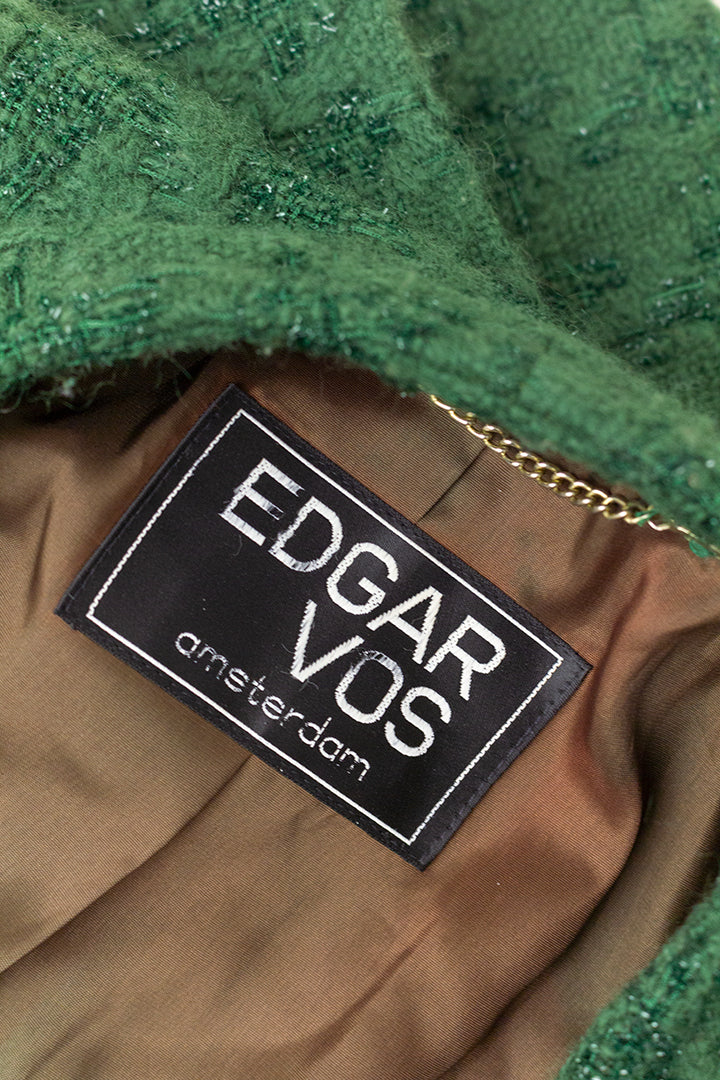 Vintage groene wollen jas met lurex garen Edgar Vos