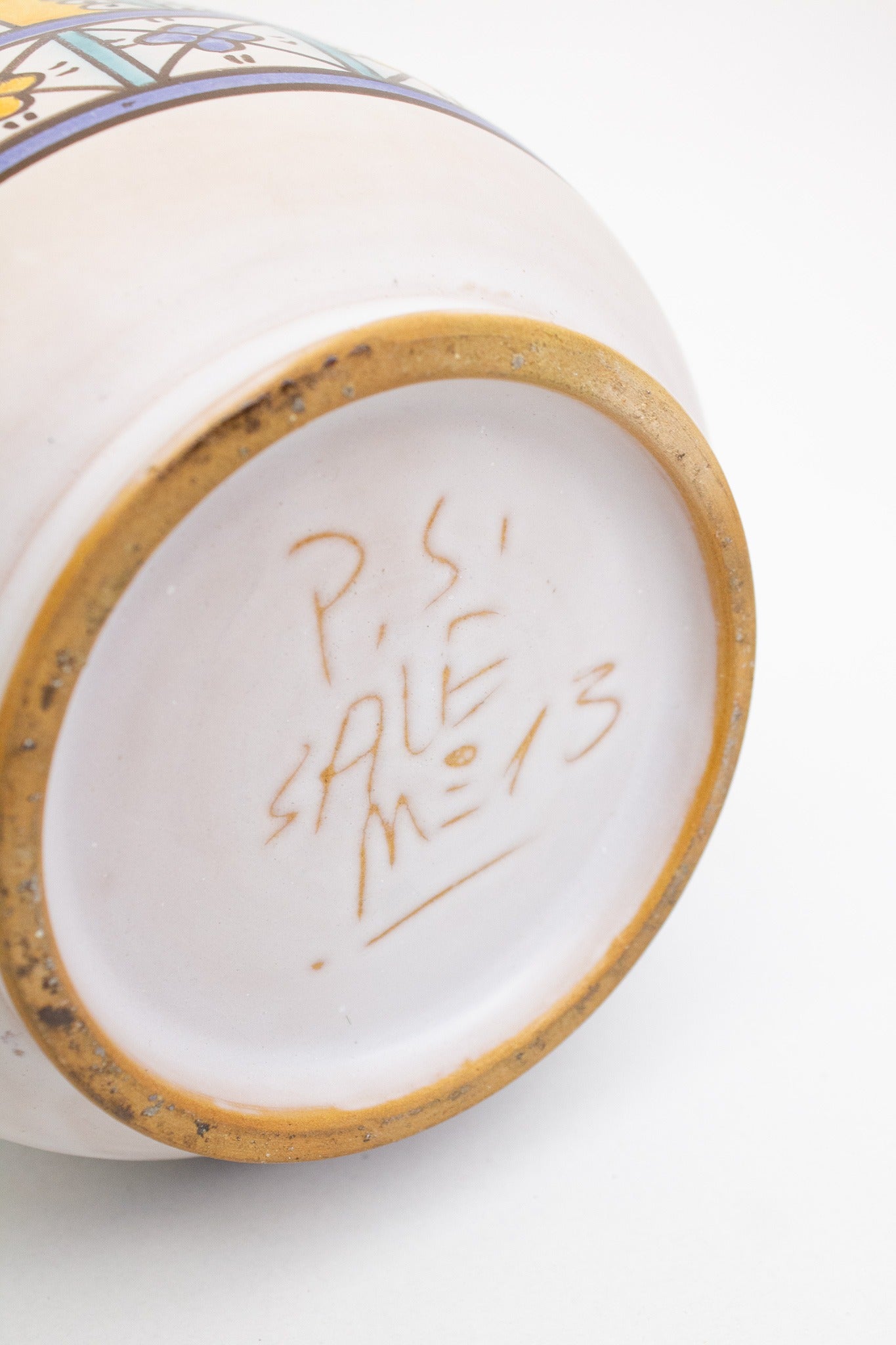 Vintage handgemaakte Marokkaanse Jobbana boterpot polychroom keramiek