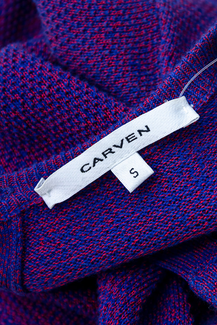 Vintage jurk met gebreid bovendeel en blauwe gelaagde rok Carven