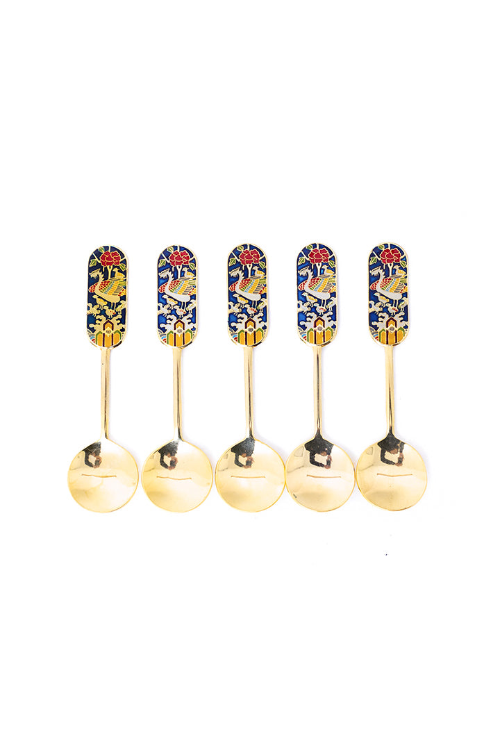 Vintage lepels van verguld messing met cloisonné versiering Saechen Fons Koreaans