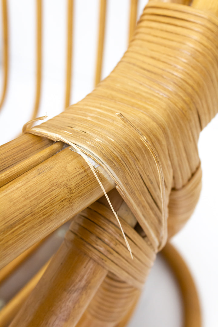 Vintage rotan fauteuil met kussen jaren 80