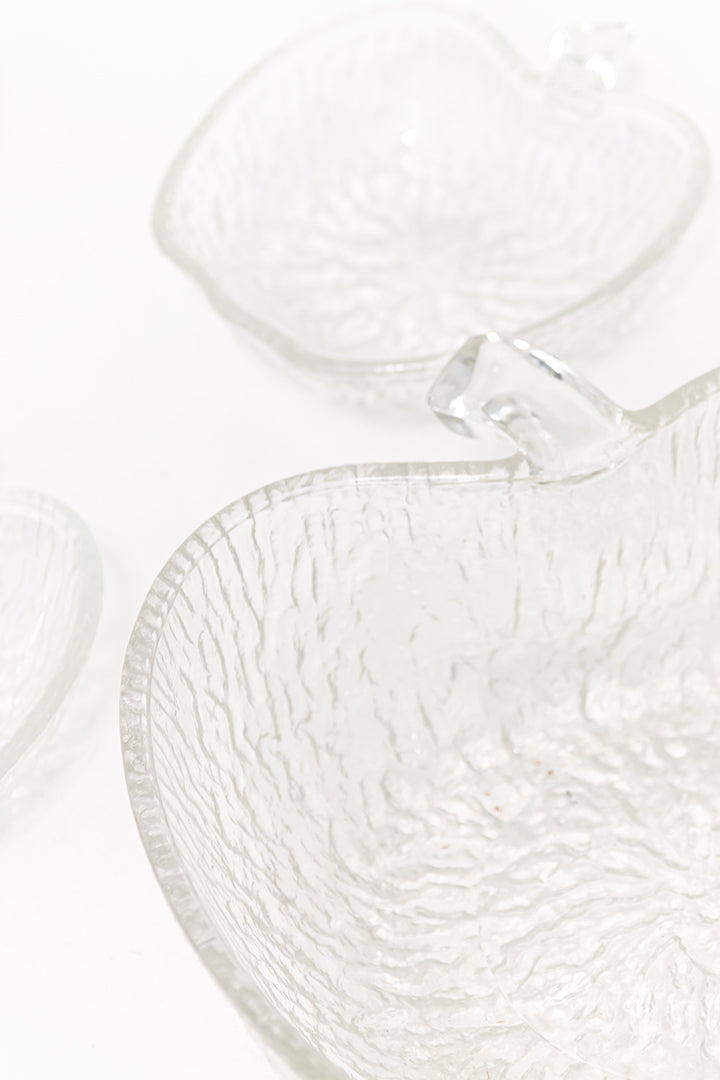 Vintage schaal appel van glas met 6 bakjes