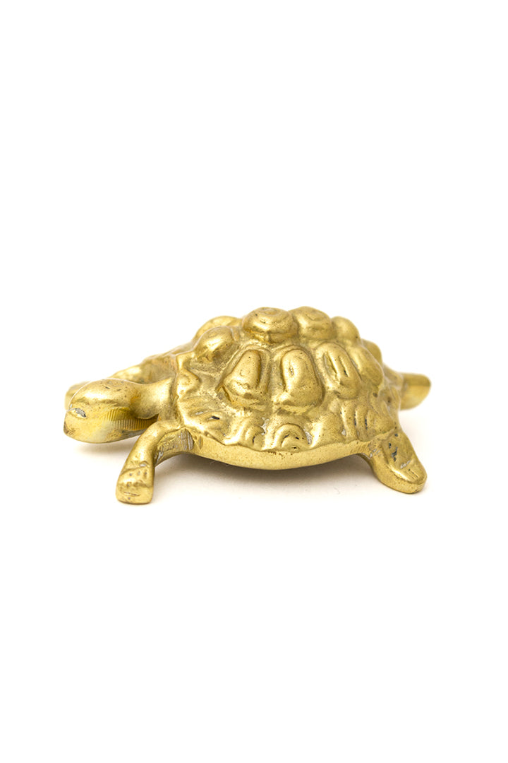 Vintage schildpad beeldje van messing