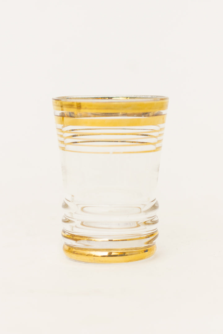 Vintage shotglaasjes met gouden strepen - set van 8