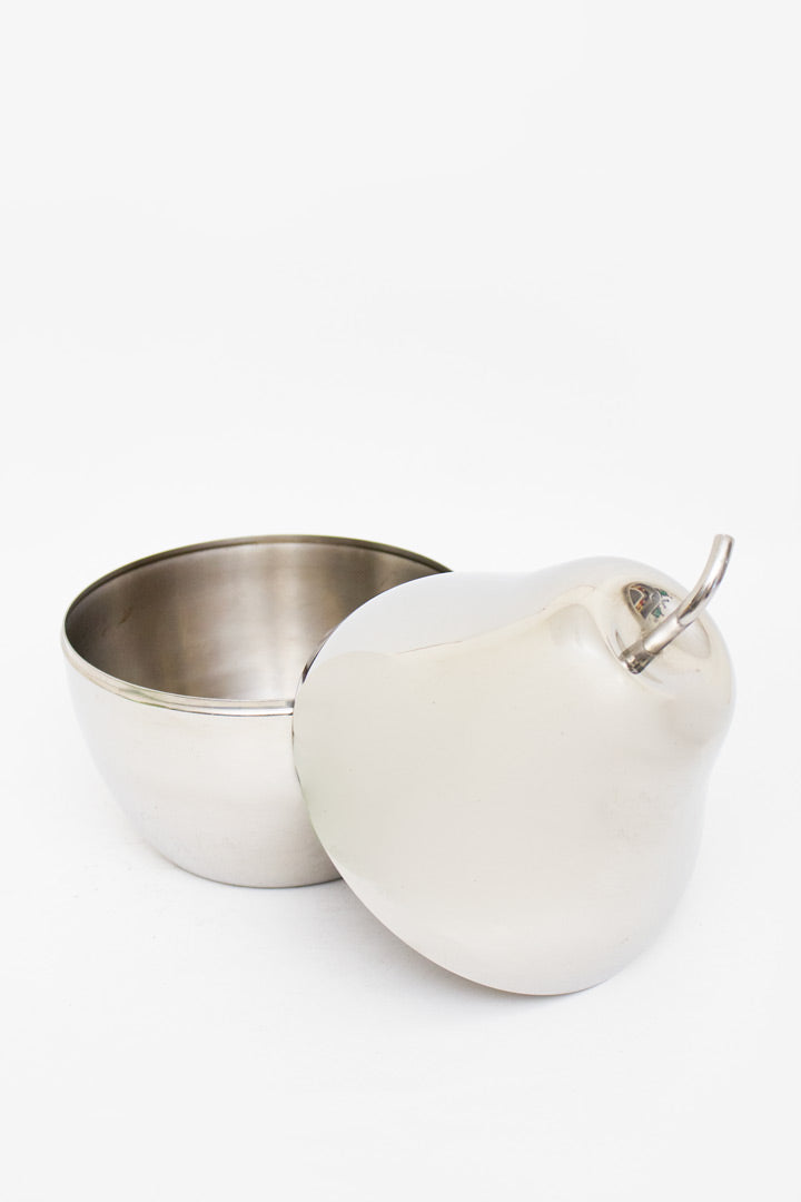 Vintage verchroomde peer pot met deksel