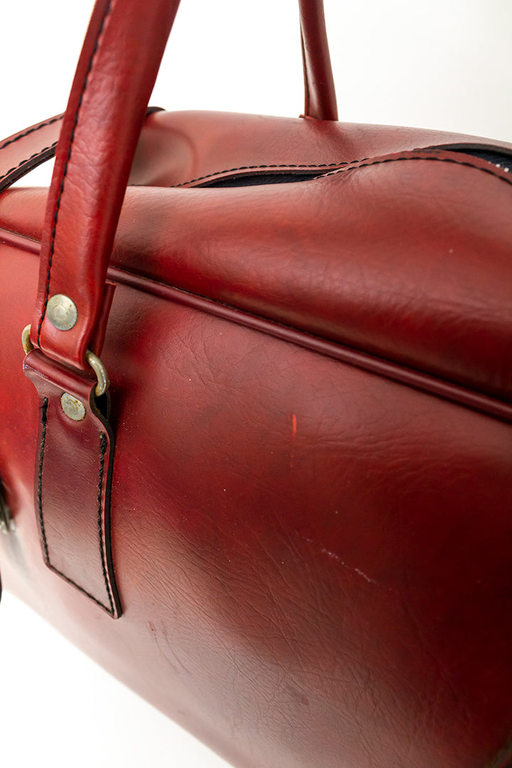 Vintage weekendtas van rood skai-leer