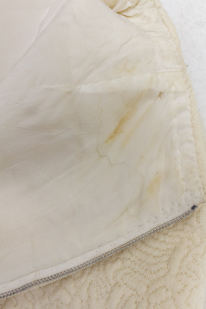 Vintage wollen jurk crèmekleurig met swirl-patroon