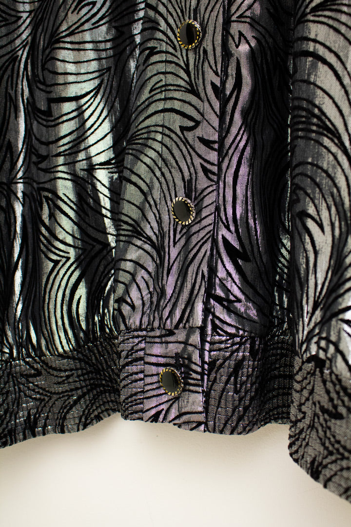 Vintage zilverkleurige Givenchy en Plus jasje velours flockprint