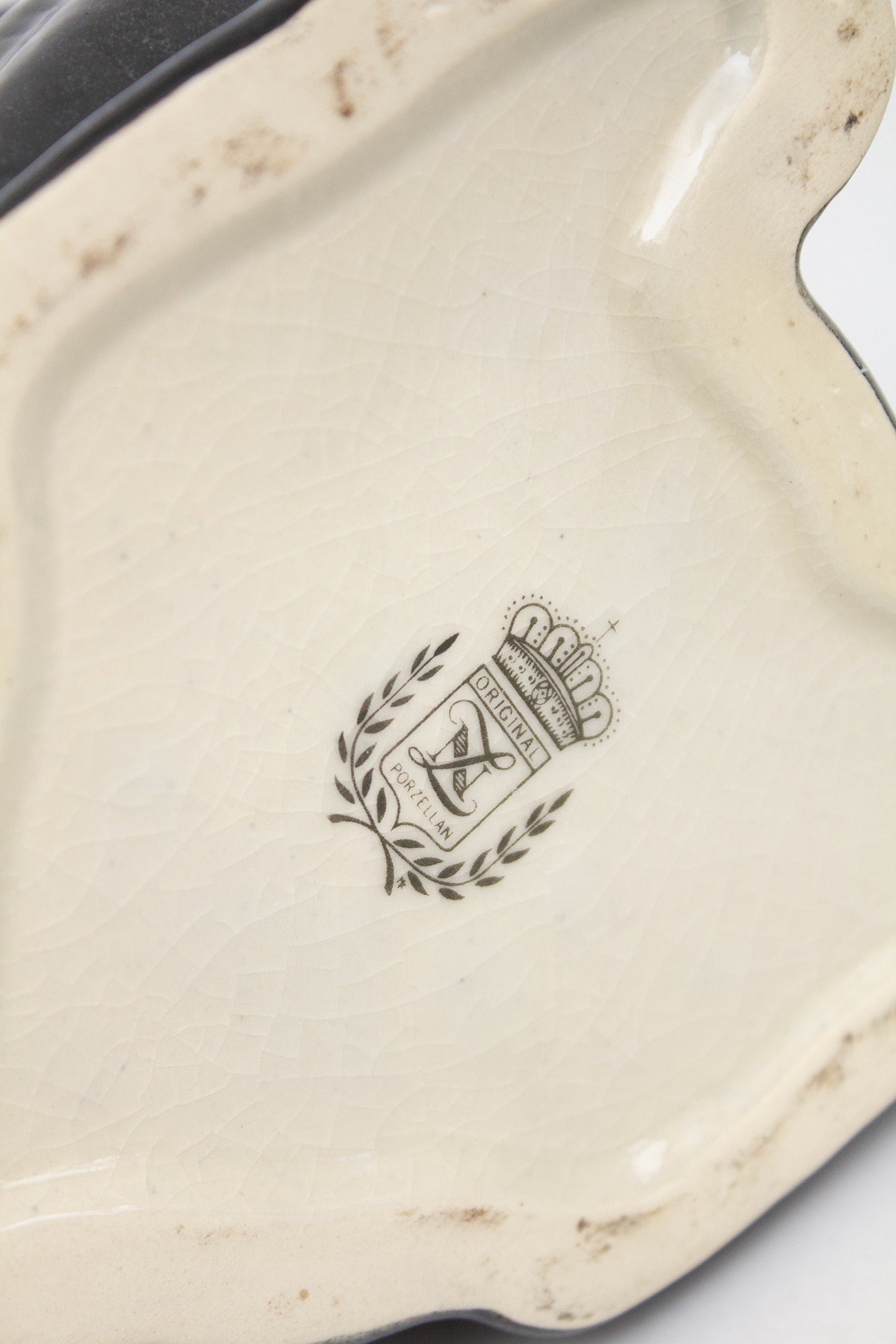 Vintage zwart-grijze Original Porzellan theepot/karaf kat