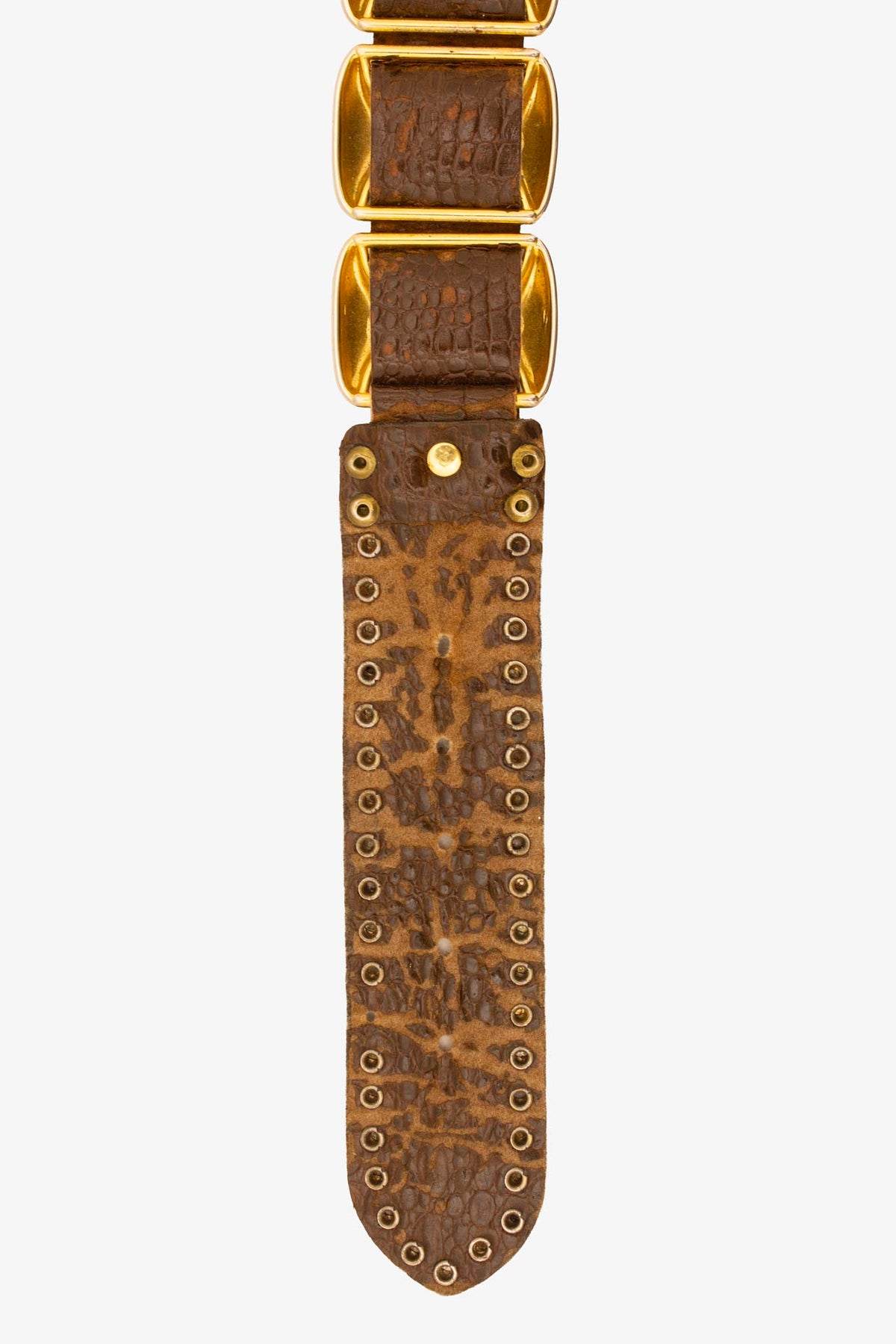 Vintage Manni Italy leren riem met goudkleurige chains